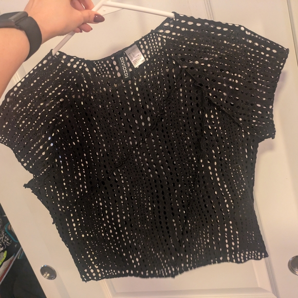 Goth Edgy Grunge Black Mesh Top Size Large - Picture 2 of 7